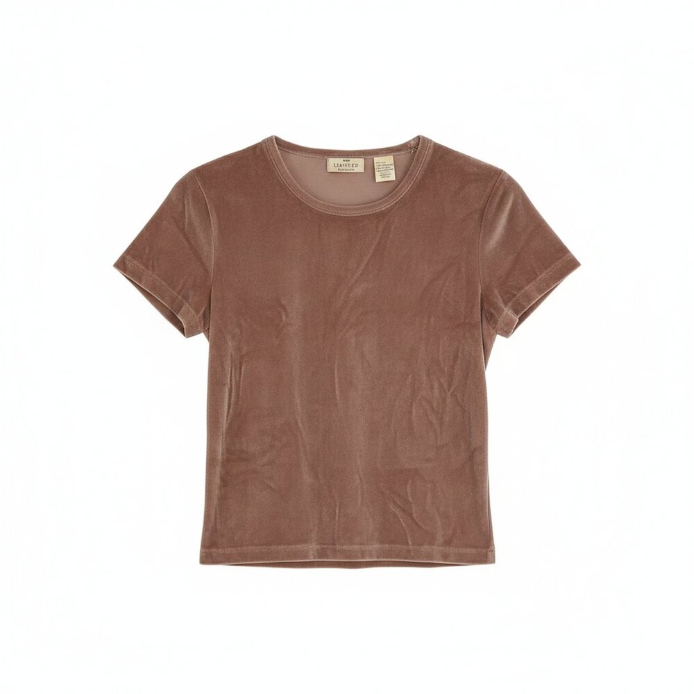 The Limited America Brown Velvet Short Sleeve Top M | Coastal Office Minimalist